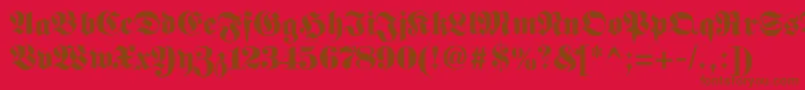 フォントFetteunzfraktur – 赤い背景に茶色の文字