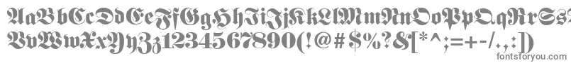 Fetteunzfraktur-fontti – harmaat kirjasimet valkoisella taustalla