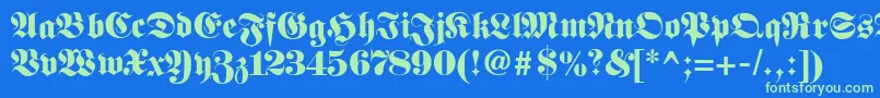 Fetteunzfraktur-fontti – vihreät fontit sinisellä taustalla
