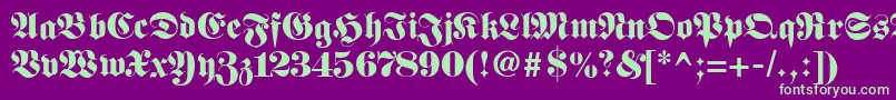 Fetteunzfraktur-fontti – vihreät fontit violetilla taustalla