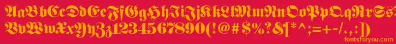 Fetteunzfraktur-fontti – oranssit fontit punaisella taustalla