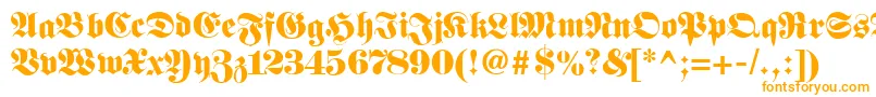 Fetteunzfraktur-Schriftart – Orangefarbene Schriften auf weißem Hintergrund