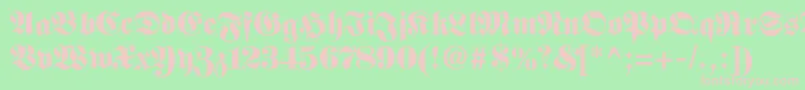 フォントFetteunzfraktur – 緑の背景にピンクのフォント