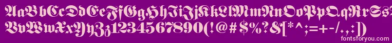 Fetteunzfraktur-Schriftart – Rosa Schriften auf violettem Hintergrund