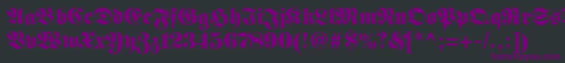 Fetteunzfraktur-fontti – violetit fontit mustalla taustalla