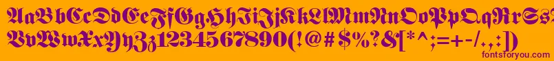 Fetteunzfraktur-fontti – violetit fontit oranssilla taustalla