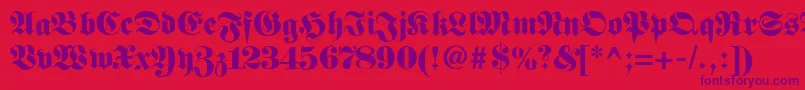 Fetteunzfraktur-fontti – violetit fontit punaisella taustalla