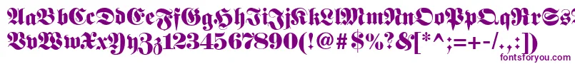 フォントFetteunzfraktur – 白い背景に紫のフォント