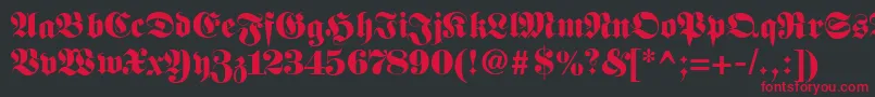 Fetteunzfraktur Font – Red Fonts on Black Background