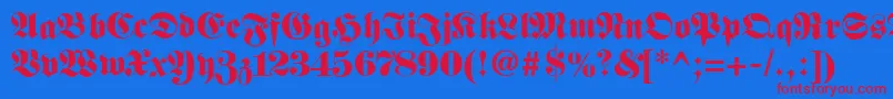 Fetteunzfraktur Font – Red Fonts on Blue Background