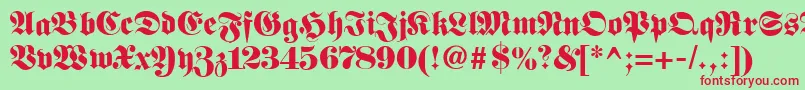 Fetteunzfraktur Font – Red Fonts on Green Background