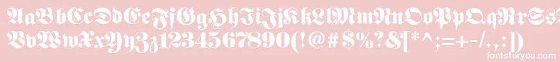 Fetteunzfraktur-fontti – valkoiset fontit vaaleanpunaisella taustalla