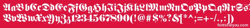 フォントFetteunzfraktur – 赤い背景に白い文字