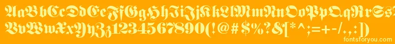 Fetteunzfraktur-Schriftart – Gelbe Schriften auf orangefarbenem Hintergrund