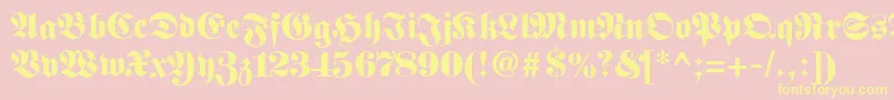 Fetteunzfraktur-fontti – keltaiset fontit vaaleanpunaisella taustalla