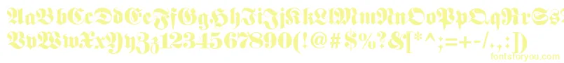 Fetteunzfraktur-Schriftart – Gelbe Schriften auf weißem Hintergrund