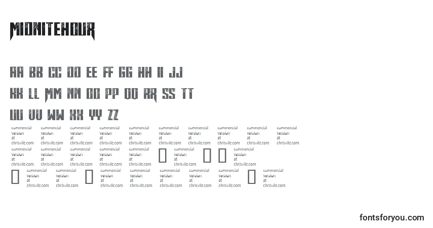 Schriftart Midnitehour (108049) – Alphabet, Zahlen, spezielle Symbole