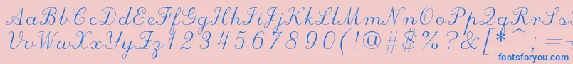 Scriptc-Schriftart – Blaue Schriften auf rosa Hintergrund
