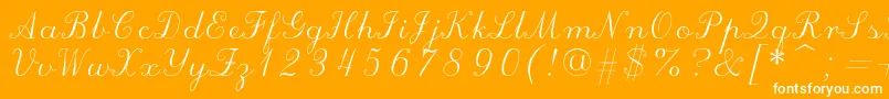 Scriptc-Schriftart – Weiße Schriften auf orangefarbenem Hintergrund