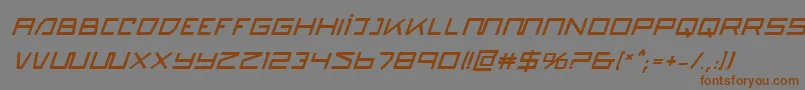 フォントQuasitronBoldItalic – 茶色の文字が灰色の背景にあります。