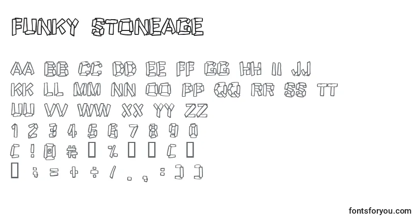 A fonte Funky Stoneage – alfabeto, números, caracteres especiais