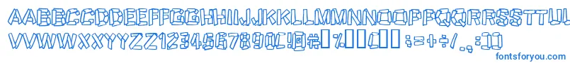 Fonte Funky Stoneage – fontes azuis em um fundo branco