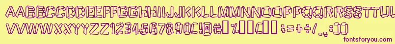 Funky Stoneage Font – Purple Fonts on Yellow Background