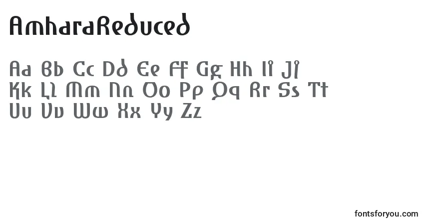 A fonte AmharaReduced – alfabeto, números, caracteres especiais
