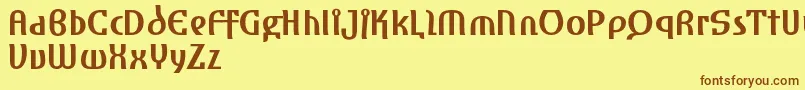 AmharaReduced-Schriftart – Braune Schriften auf gelbem Hintergrund