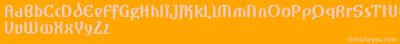 AmharaReduced-fontti – vaaleanpunaiset fontit oranssilla taustalla