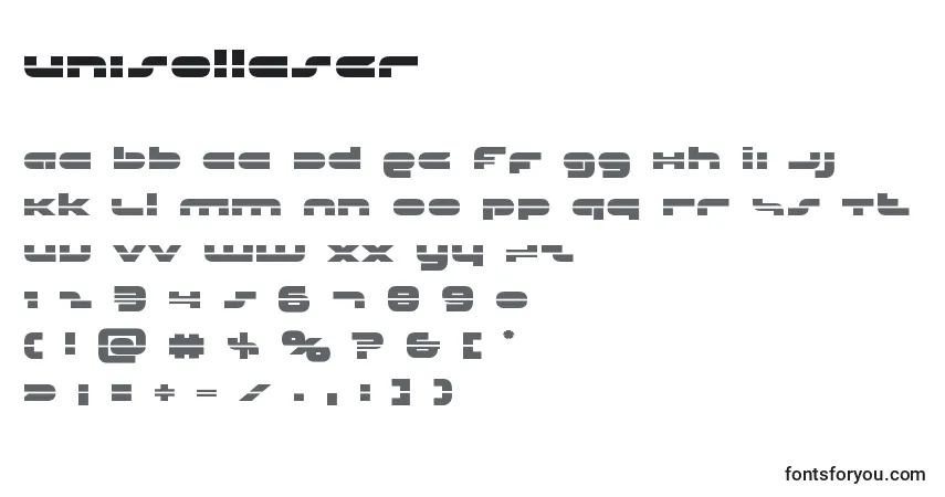 A fonte Unisollaser – alfabeto, números, caracteres especiais