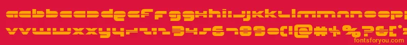 Unisollaser-Schriftart – Orangefarbene Schriften auf rotem Hintergrund