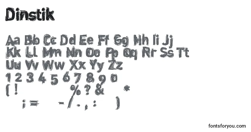 Dinstik-fontti – aakkoset, numerot, erikoismerkit