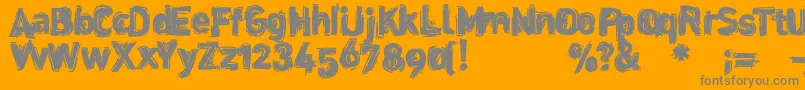 Dinstik-Schriftart – Graue Schriften auf orangefarbenem Hintergrund