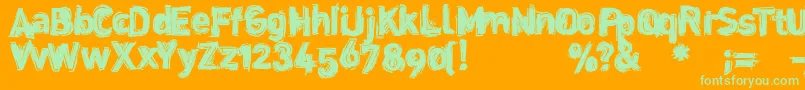 Dinstik Font – Green Fonts on Orange Background
