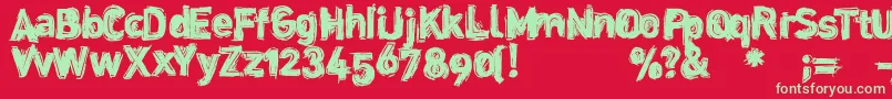 Dinstik-Schriftart – Grüne Schriften auf rotem Hintergrund