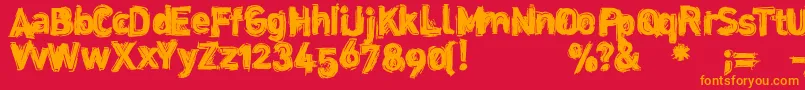 Dinstik Font – Orange Fonts on Red Background