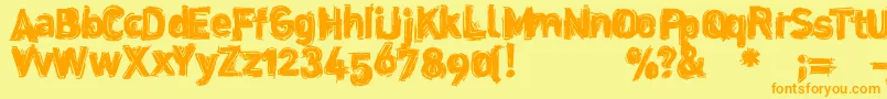 Dinstik Font – Orange Fonts on Yellow Background