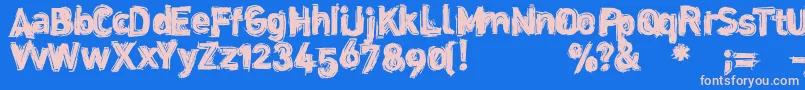 Dinstik Font – Pink Fonts on Blue Background