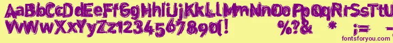Dinstik Font – Purple Fonts on Yellow Background
