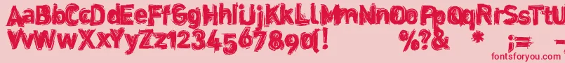 フォントDinstik – ピンクの背景に赤い文字
