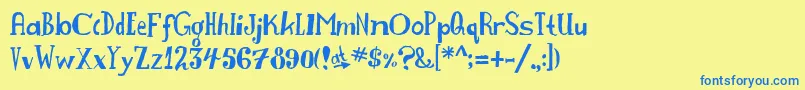 Naughties Font – Blue Fonts on Yellow Background