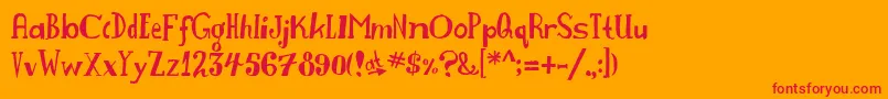 Naughties Font – Red Fonts on Orange Background