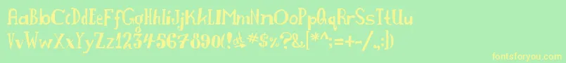 Naughties Font – Yellow Fonts on Green Background