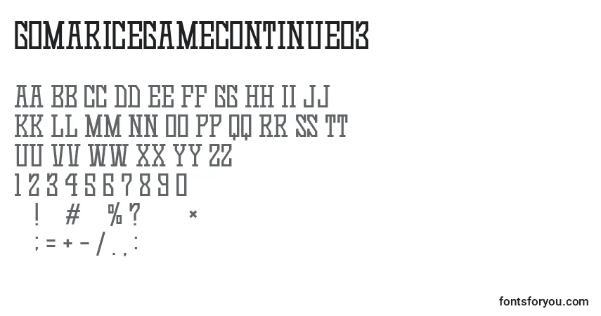 Fuente GomariceGameContinue03 - alfabeto, números, caracteres especiales