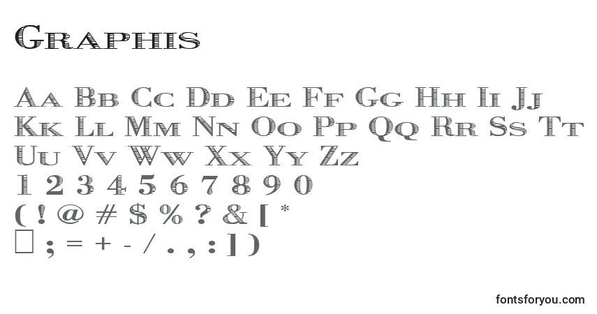 Schriftart Graphis – Alphabet, Zahlen, spezielle Symbole
