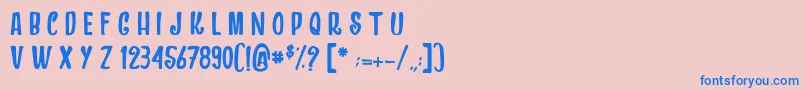 フォントDragonsAndChickens – ピンクの背景に青い文字