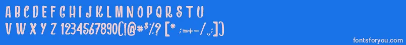 フォントDragonsAndChickens – ピンクの文字、青い背景