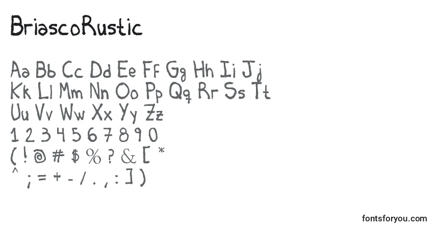 Czcionka BriascoRustic – alfabet, cyfry, specjalne znaki