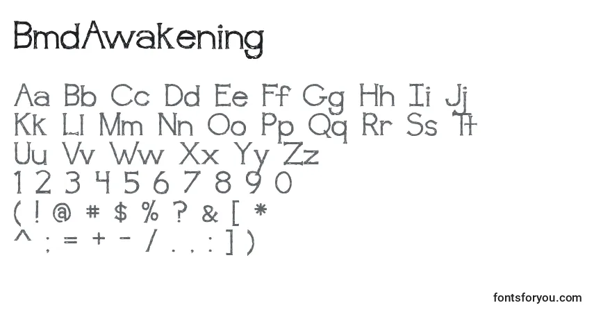 Schriftart BmdAwakening – Alphabet, Zahlen, spezielle Symbole